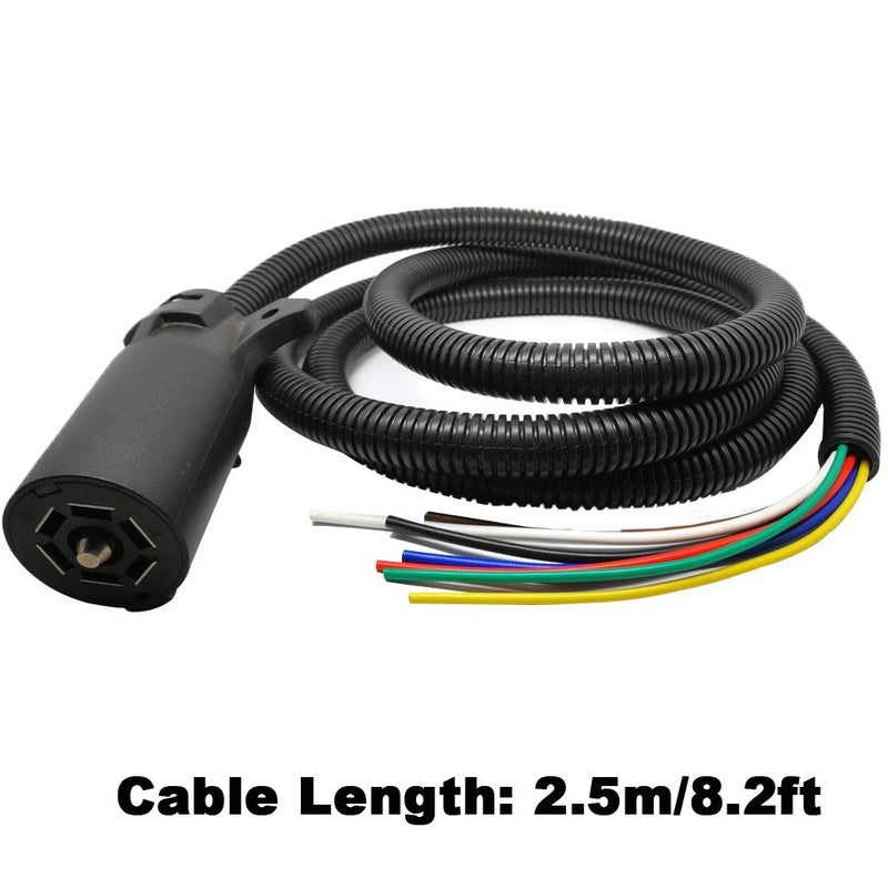 NEW SUN NEWSUNÂ® 8.2ft RV-Ready 7-Way Plug Cord Wiring Harness, Brake & Light Control, Blade 7-Pin Trailer with Wire Cable, Ultimate Trailer Light Connector for All RVs - Image 3